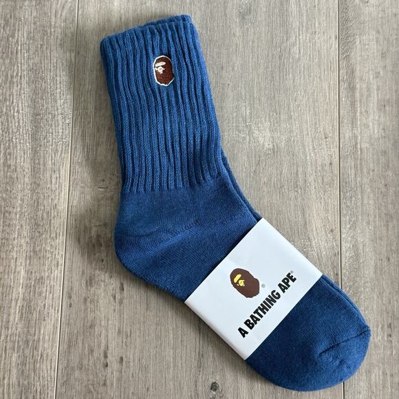 A Bathing Ape Embroidered Socks - Women - Blue - $39 Retail- M/L - Picture 1 of 2
